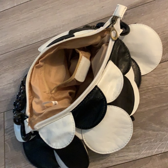 Abstract Circle Black - White Leather Purse - Picture 3 of 7